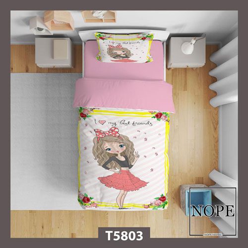 روتختی کودک طرح دختر مو فرفری با پاپیون