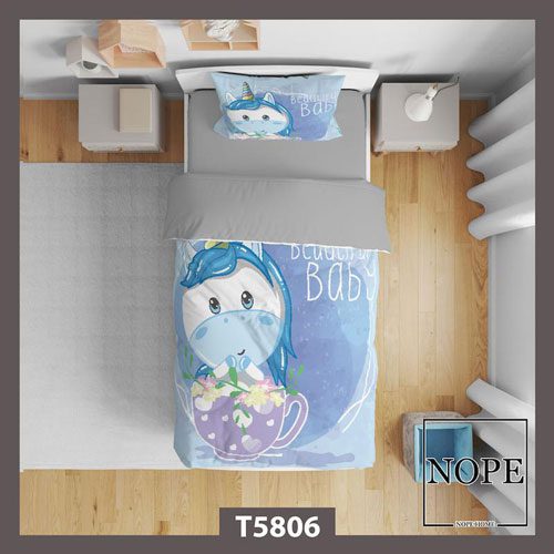 روتختی کودک طرح فانتزی اسب تکشاخ آبی رنگ