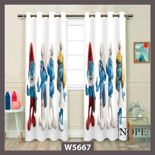 پرده کودک طرح اسمورف ها