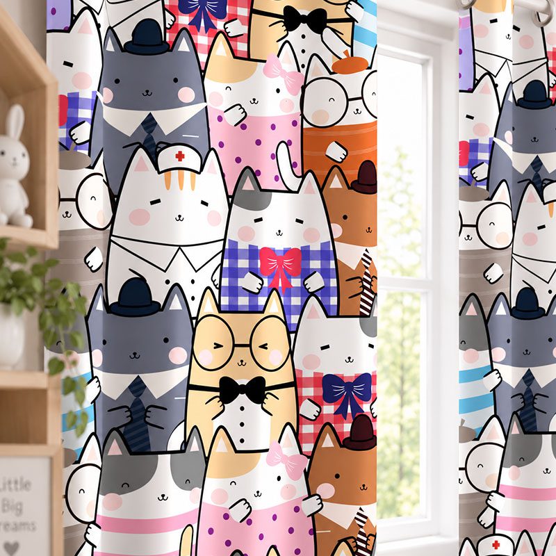 پرده کودک پیشی W5774